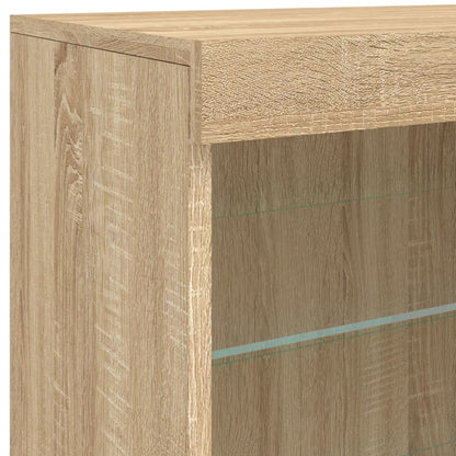 vidaXL Sideboard mit LED-Leuchten Sonoma-Eiche 142,5x37x67 cm