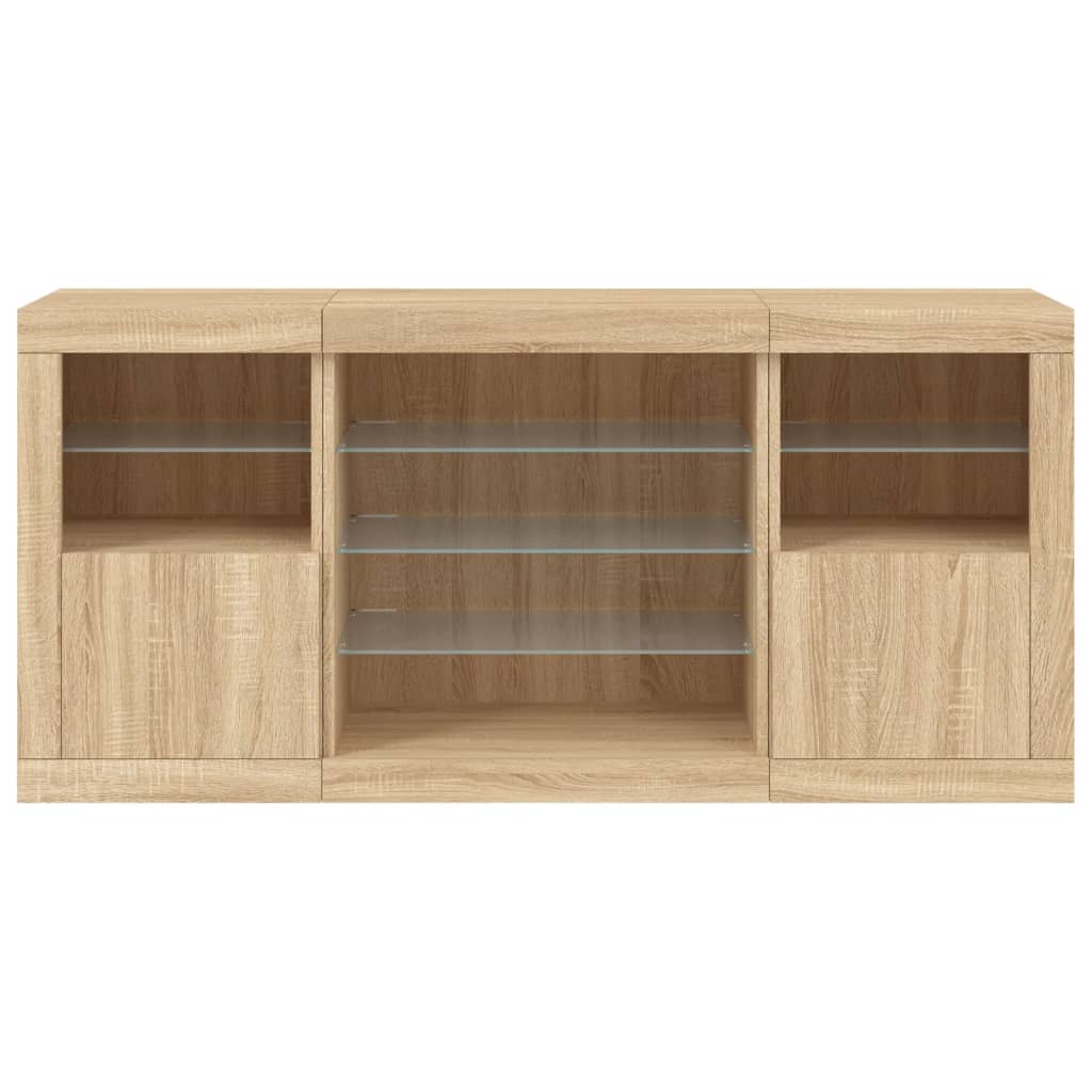 vidaXL Sideboard mit LED-Leuchten Sonoma-Eiche 142,5x37x67 cm