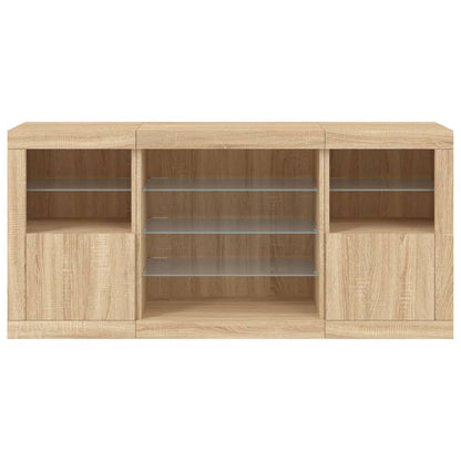vidaXL Sideboard mit LED-Leuchten Sonoma-Eiche 142,5x37x67 cm
