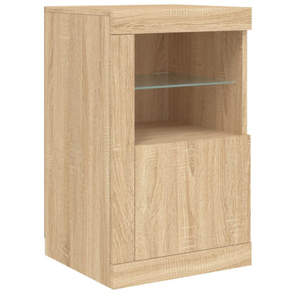 vidaXL Sideboard mit LED-Leuchten Sonoma-Eiche 142,5x37x67 cm