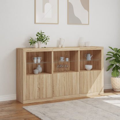 vidaXL Sideboard mit LED-Leuchten Sonoma-Eiche 181,5x37x100 cm