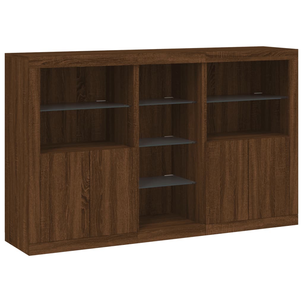 vidaXL Buffet avec lumières LED Chêne marron 162x37x100 cm