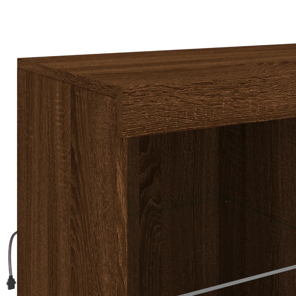 vidaXL Buffet avec lumières LED Chêne marron 162x37x100 cm