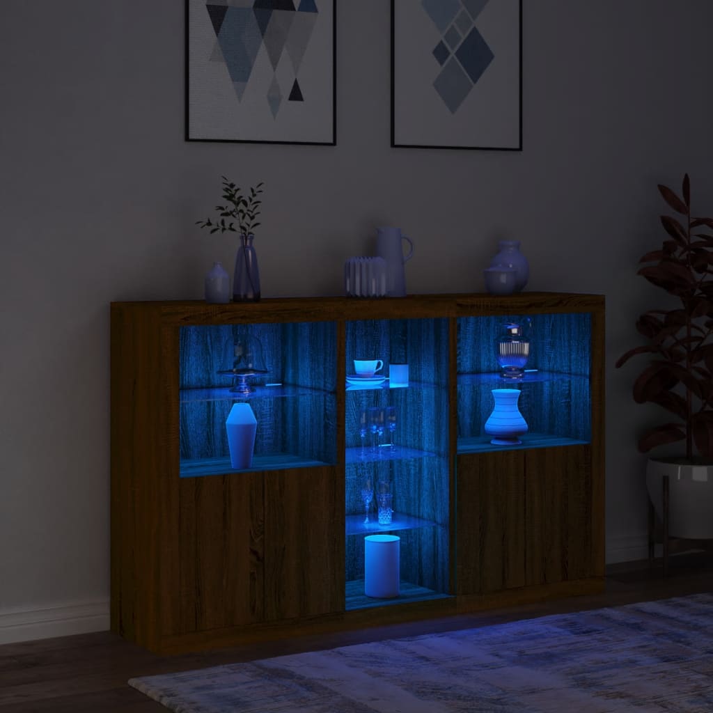 vidaXL Buffet avec lumières LED Chêne marron 162x37x100 cm