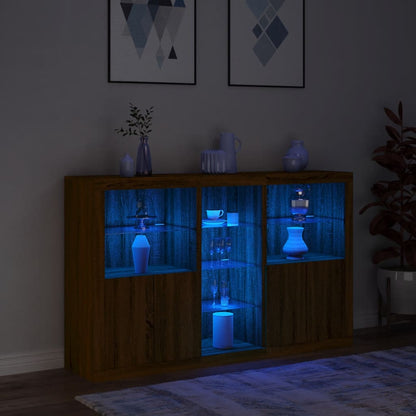 vidaXL Buffet avec lumières LED Chêne marron 162x37x100 cm