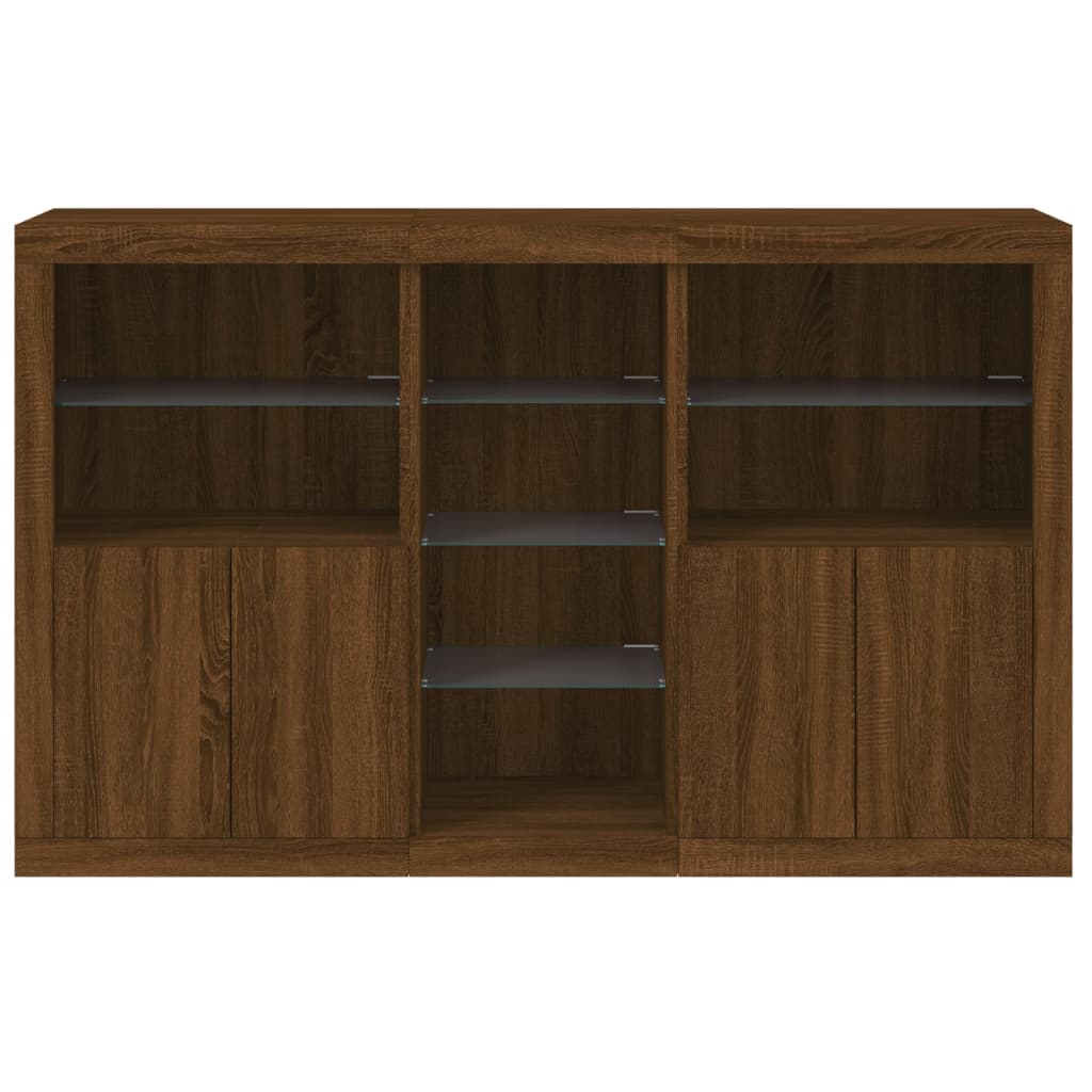 vidaXL Buffet avec lumières LED Chêne marron 162x37x100 cm
