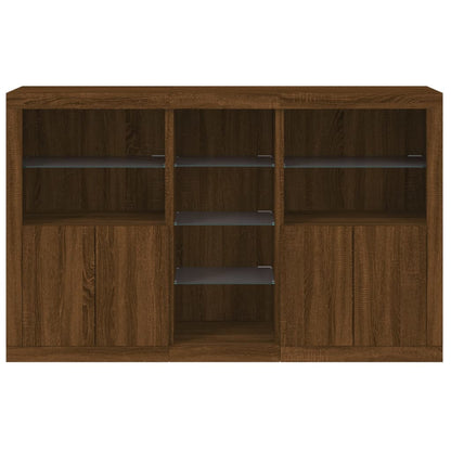 vidaXL Buffet avec lumières LED Chêne marron 162x37x100 cm