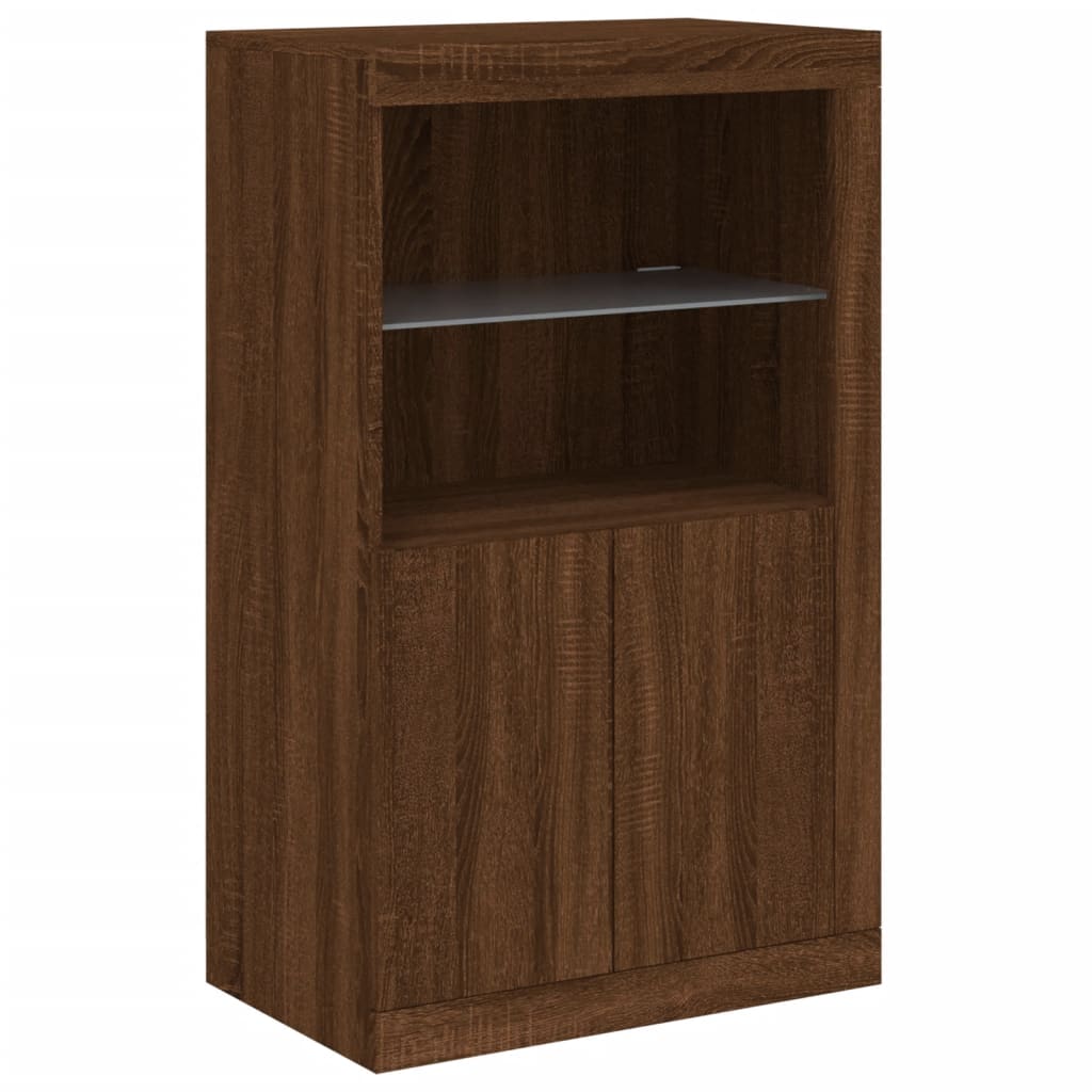 vidaXL Buffet avec lumières LED Chêne marron 162x37x100 cm