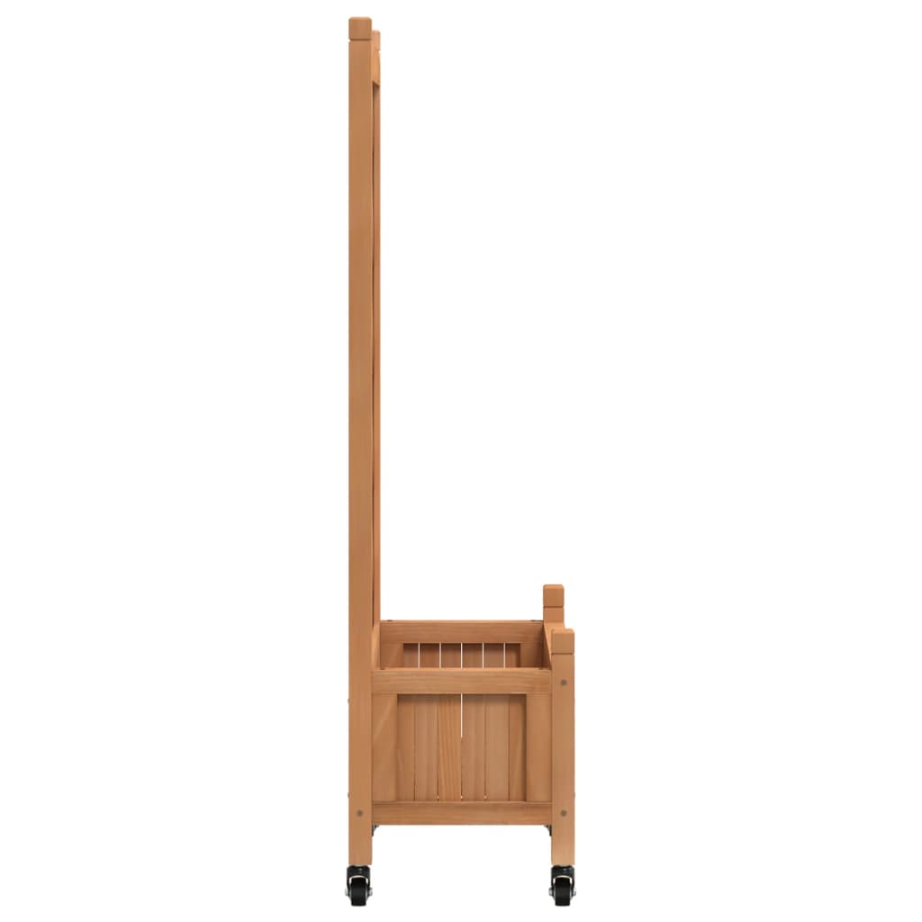 vidaXL Pflanzkübel mit Rankgitter und Rollen Braun Massivholz Tanne