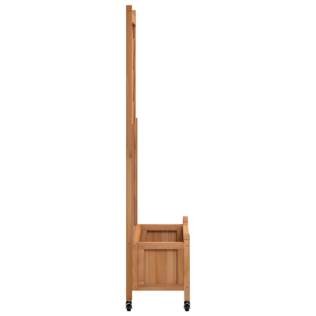 vidaXL Pflanzkübel mit Rankgitter und Rollen Braun Massivholz Tanne