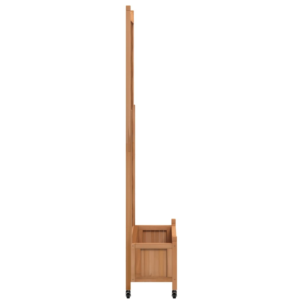 vidaXL Pflanzkübel mit Rankgitter und Rollen Braun Massivholz Tanne