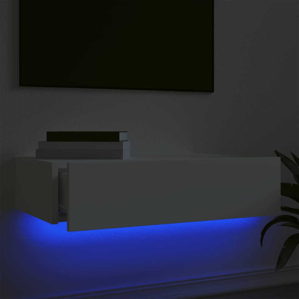 vidaXL TV-Schrank mit LED-Leuchten Weiß 60x35x15,5 cm