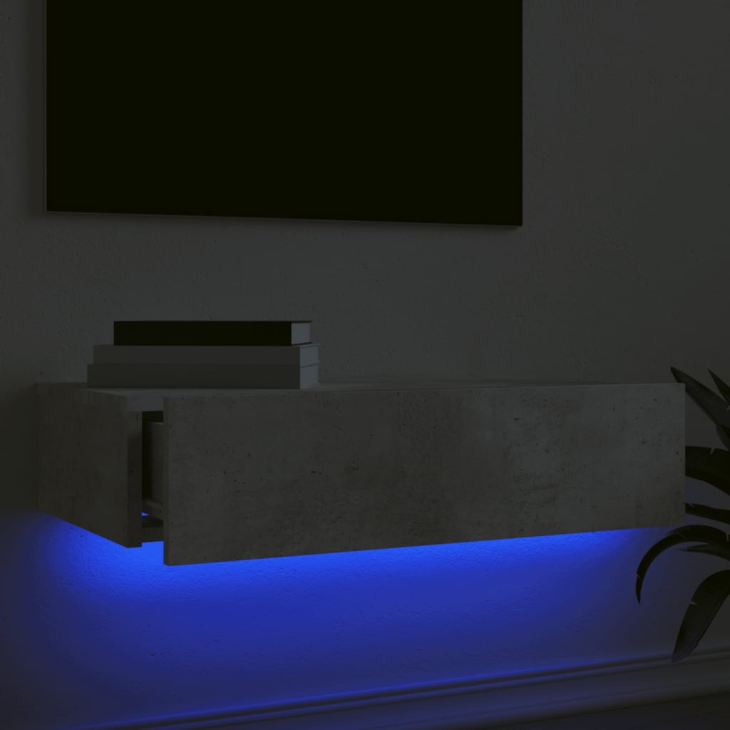 Meuble TV vidaXL avec lumières LED gris béton 60x35x15,5 cm