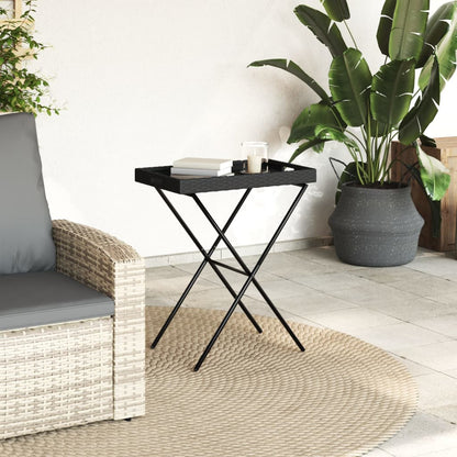 vidaXL Table d'appoint pliable en résine tressée noir 65x40x75 cm