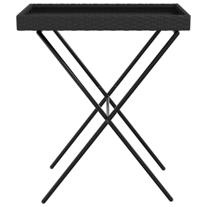 vidaXL Table d'appoint pliable en résine tressée noir 65x40x75 cm