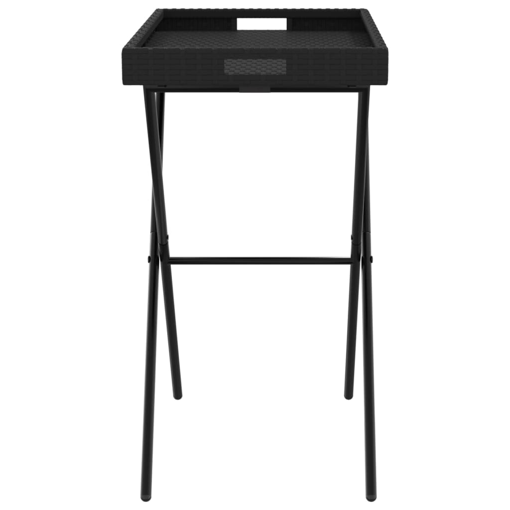 vidaXL Table d'appoint pliable en résine tressée noir 65x40x75 cm