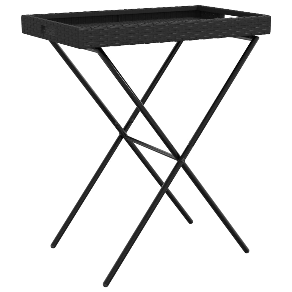 vidaXL Table d'appoint pliable en résine tressée noir 65x40x75 cm