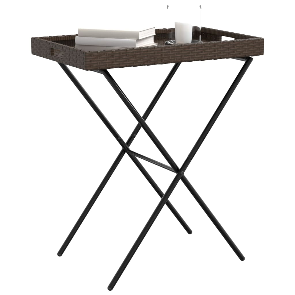 vidaXL Table d'appoint pliable Marron 65x40x75 cm Résine tressée