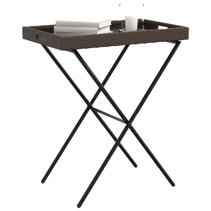 vidaXL Table d'appoint pliable Marron 65x40x75 cm Résine tressée