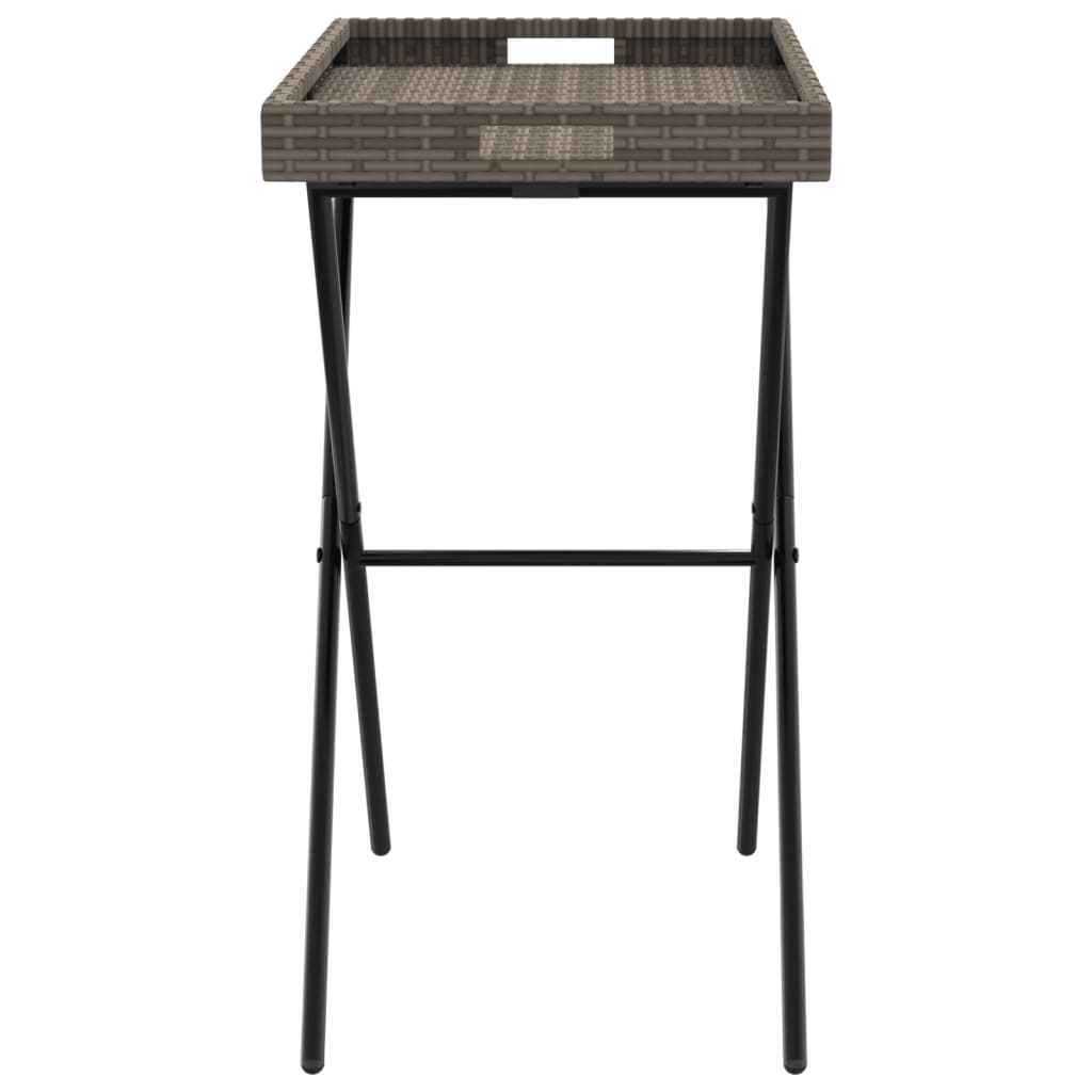 vidaXL Tabletttisch Klappbar Grau 65x40x75 cm Poly Rattan