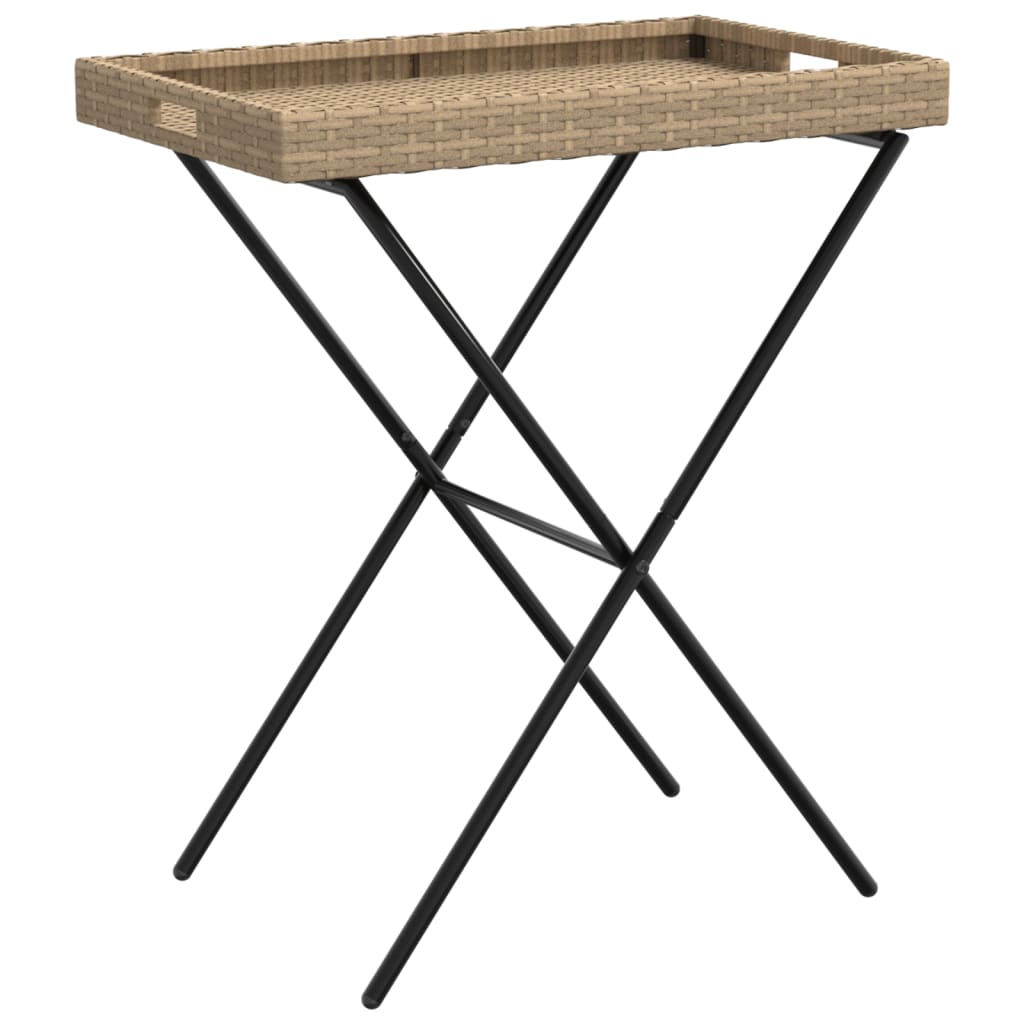 vidaXL Table de service pliable Beige 65x40x75 cm Résine tressée