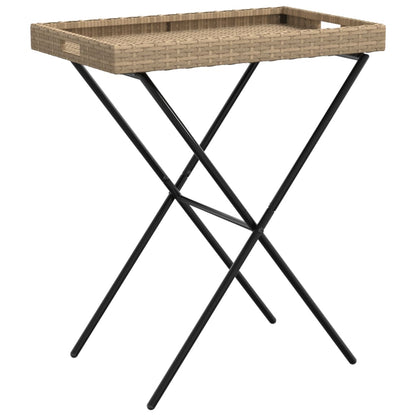 vidaXL Table de service pliable Beige 65x40x75 cm Résine tressée