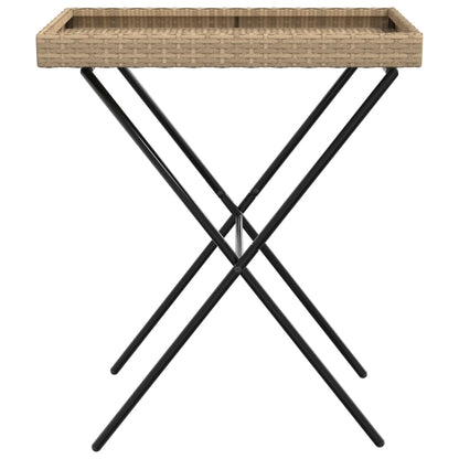 vidaXL Table de service pliable Beige 65x40x75 cm Résine tressée