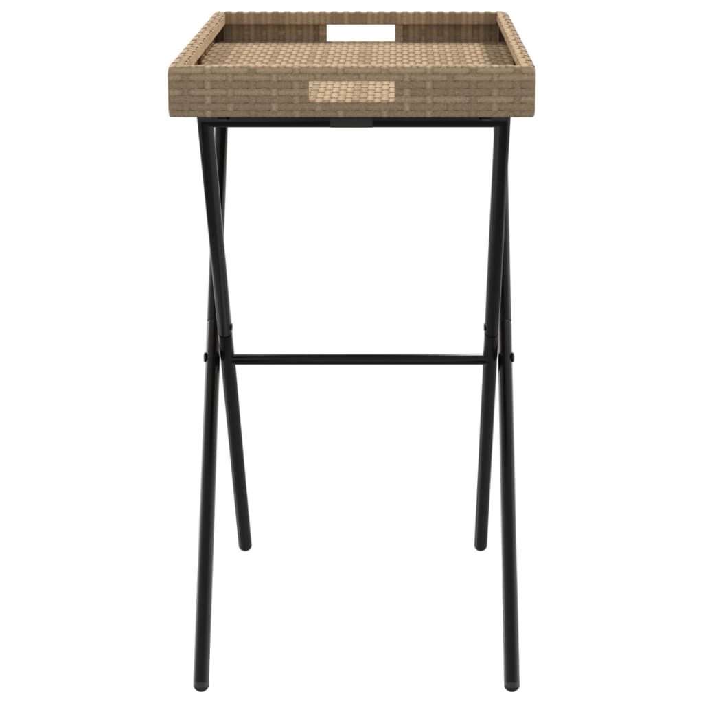 vidaXL Table de service pliable Beige 65x40x75 cm Résine tressée