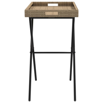 vidaXL Table de service pliable Beige 65x40x75 cm Résine tressée