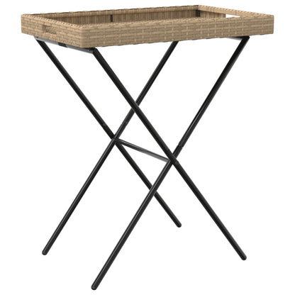vidaXL Table de service pliable Beige 65x40x75 cm Résine tressée