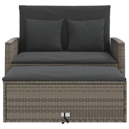 vidaXL Canapé de jardin 2 places avec coussins Gris résine tressée