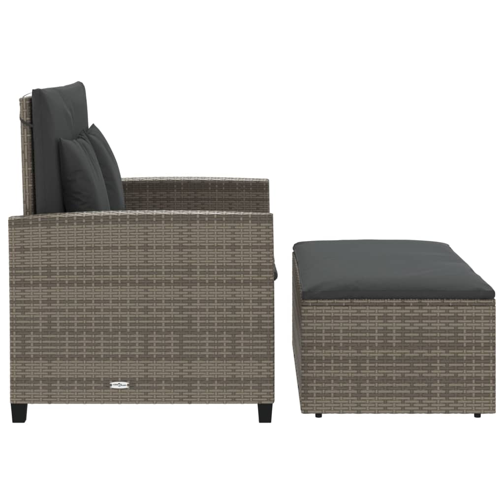 vidaXL Canapé de jardin 2 places avec coussins Gris résine tressée