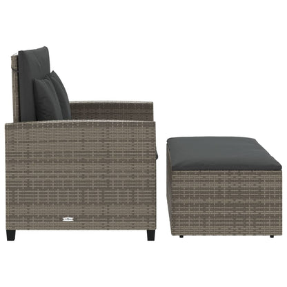 vidaXL Canapé de jardin 2 places avec coussins Gris résine tressée
