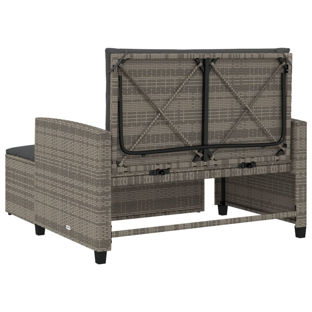vidaXL Canapé de jardin 2 places avec coussins Gris résine tressée