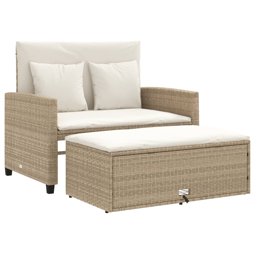 vidaXL Canapé de jardin 2 places avec coussins en résine tressée beige