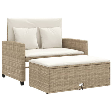 vidaXL Canapé de jardin 2 places avec coussins en résine tressée beige