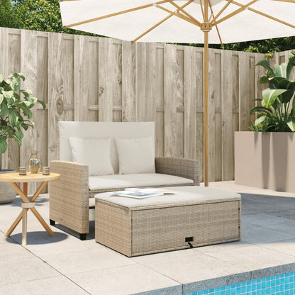 vidaXL Canapé de jardin 2 places avec coussins en résine tressée beige