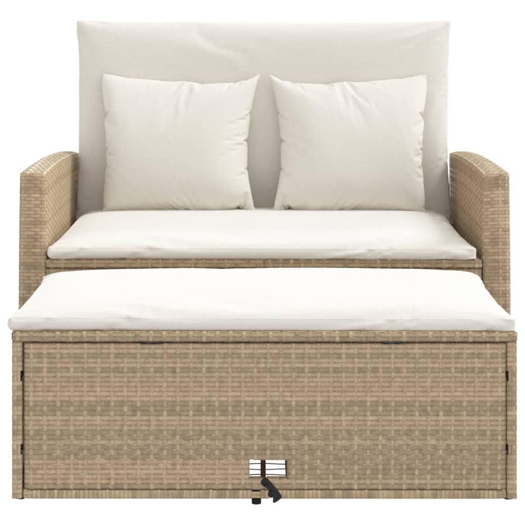 vidaXL Canapé de jardin 2 places avec coussins en résine tressée beige
