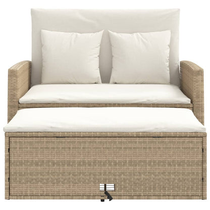 vidaXL Canapé de jardin 2 places avec coussins en résine tressée beige