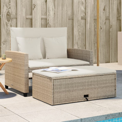 vidaXL Canapé de jardin 2 places avec coussins en résine tressée beige