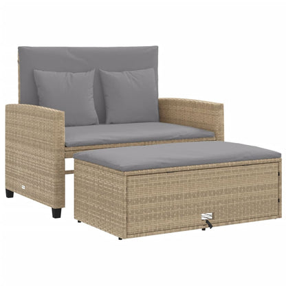 vidaXL Canapé de jardin 2 places avec coussins en résine tressée beige