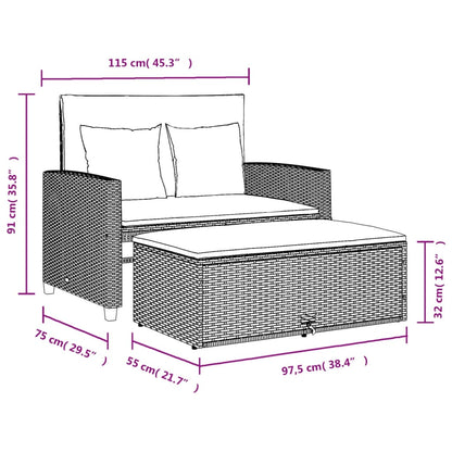vidaXL Canapé de jardin 2 places avec coussins en résine tressée beige