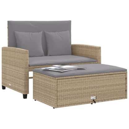 vidaXL Canapé de jardin 2 places avec coussins en résine tressée beige