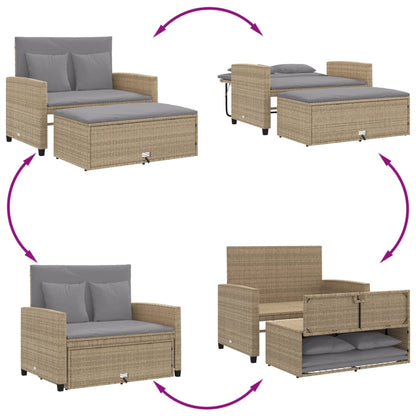 vidaXL Canapé de jardin 2 places avec coussins en résine tressée beige