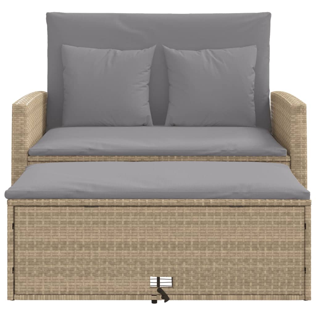 vidaXL Canapé de jardin 2 places avec coussins en résine tressée beige