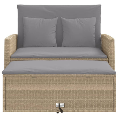 vidaXL Canapé de jardin 2 places avec coussins en résine tressée beige