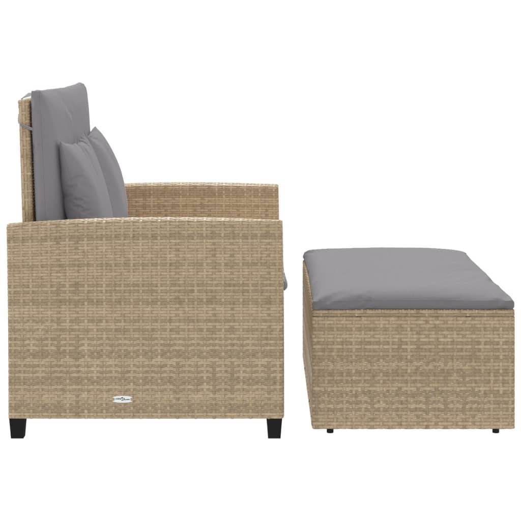 vidaXL Canapé de jardin 2 places avec coussins en résine tressée beige