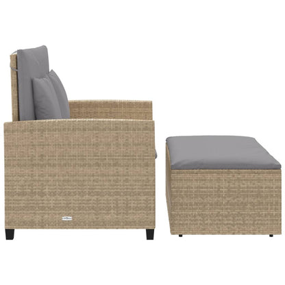 vidaXL Canapé de jardin 2 places avec coussins en résine tressée beige