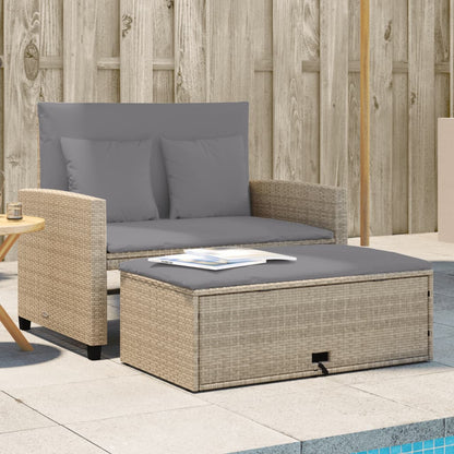 vidaXL Canapé de jardin 2 places avec coussins en résine tressée beige