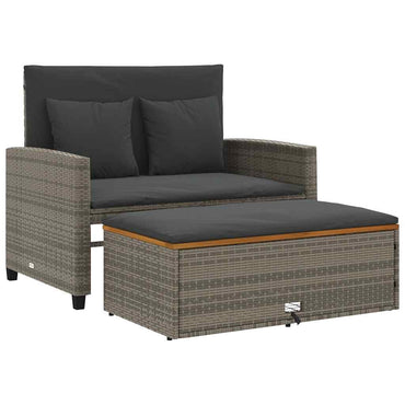 vidaXL Canapé de jardin 2 places avec coussins gris rotin PE et bois d'acacia